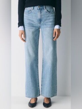 Denim Forum Light Wash The Farrah Hi Rise Wide Leg Jeans Denim Size 29